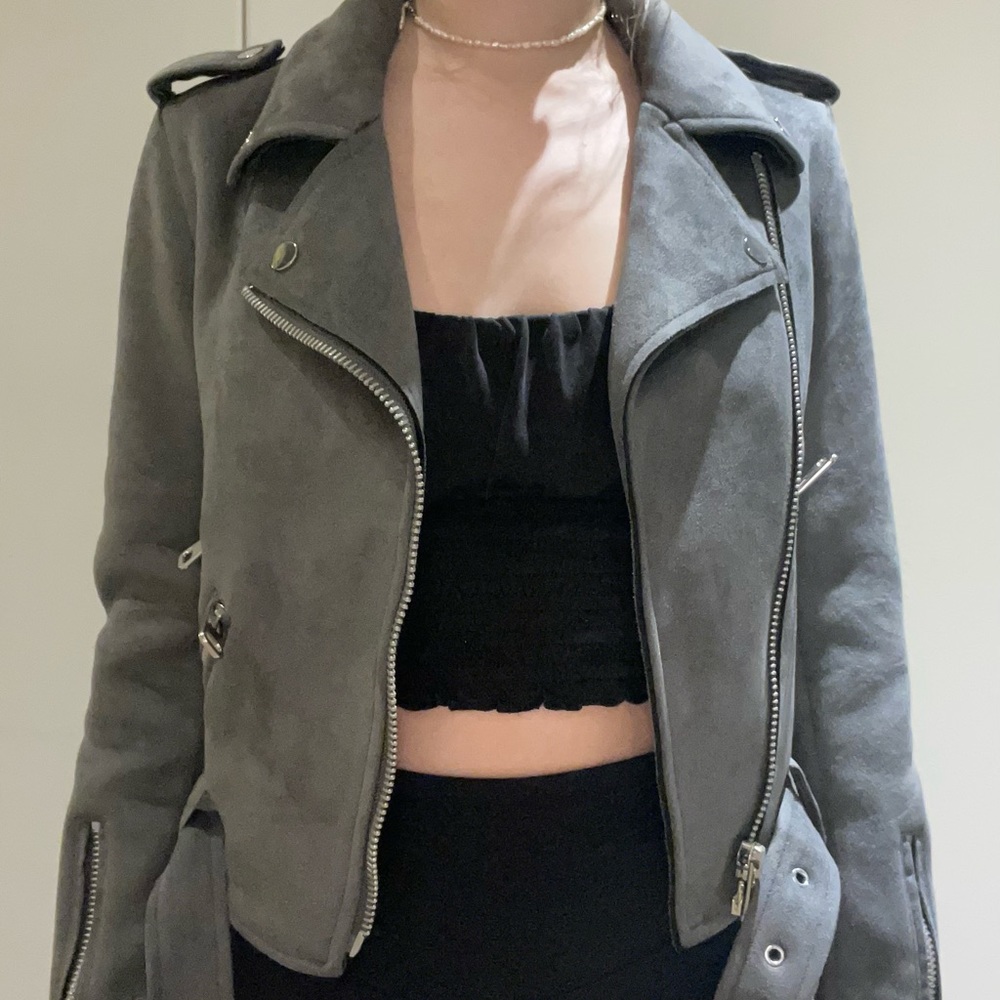 Small Zara Grey Biker Jacket
